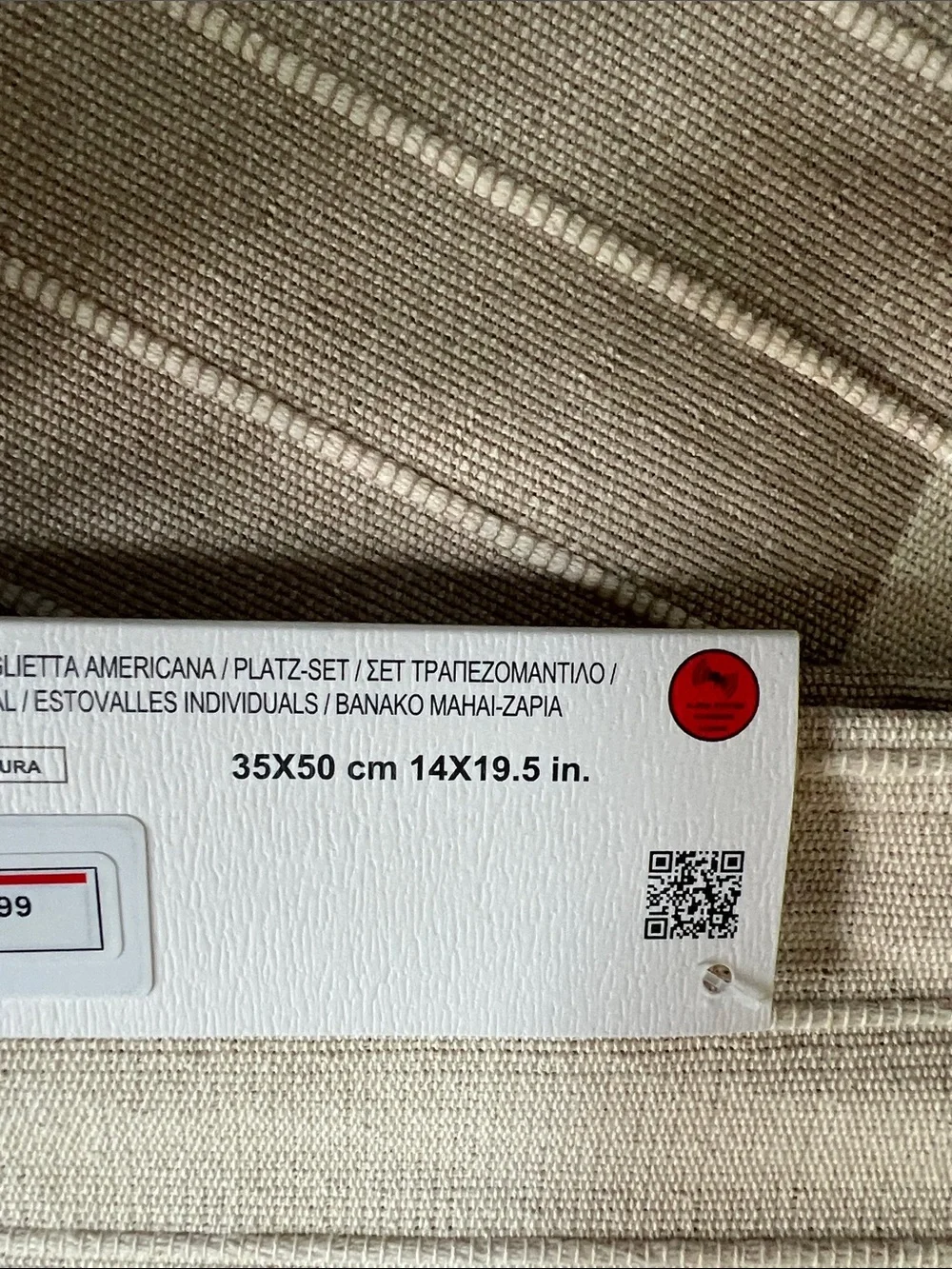 Zara Home Set of 6 Two‑Tone Cotton Placemats Taupe and Cream Neutral Kitchen
